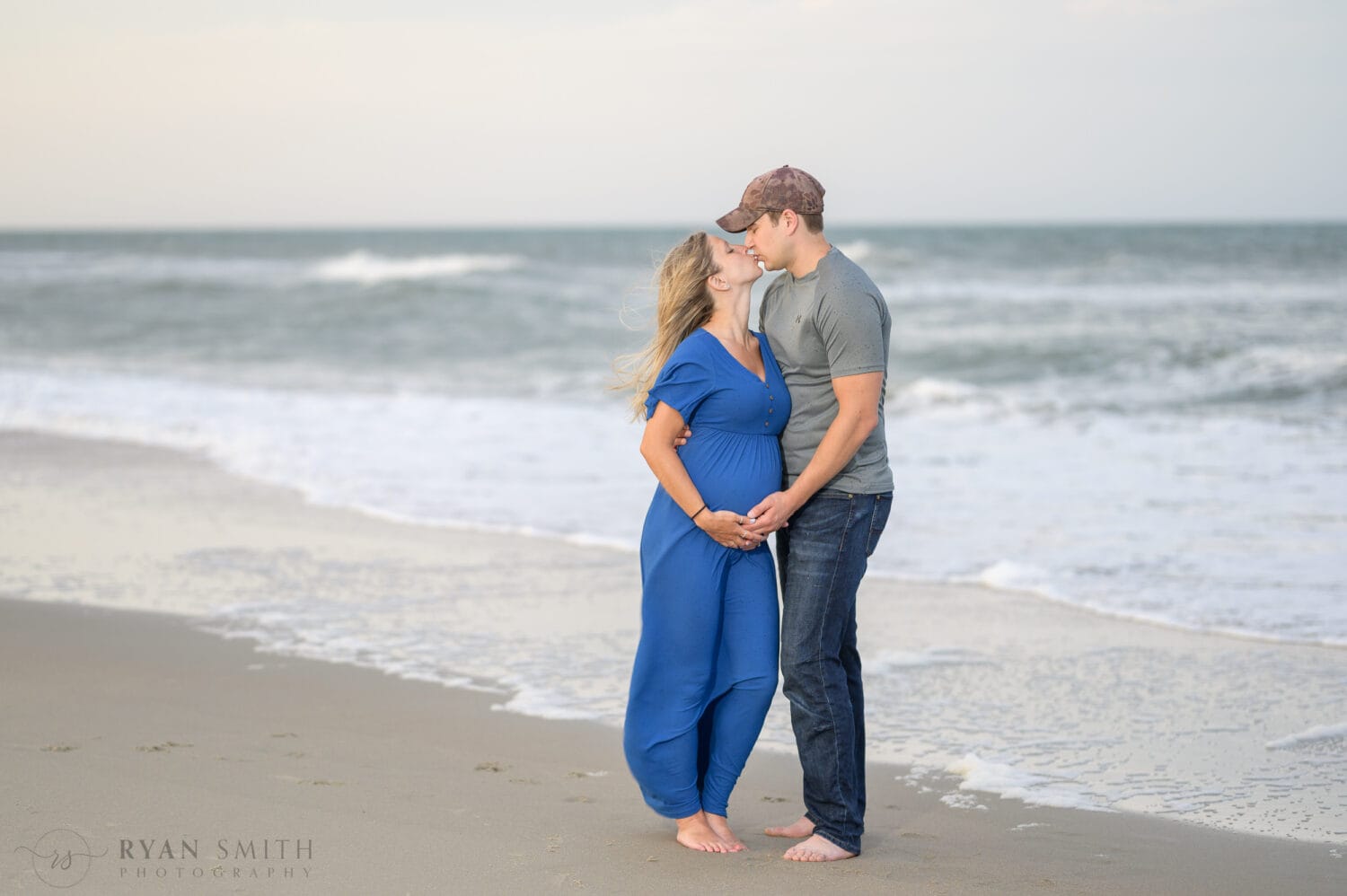 Maternity portraits with the dogs on the beach - Huntington Beach State Park