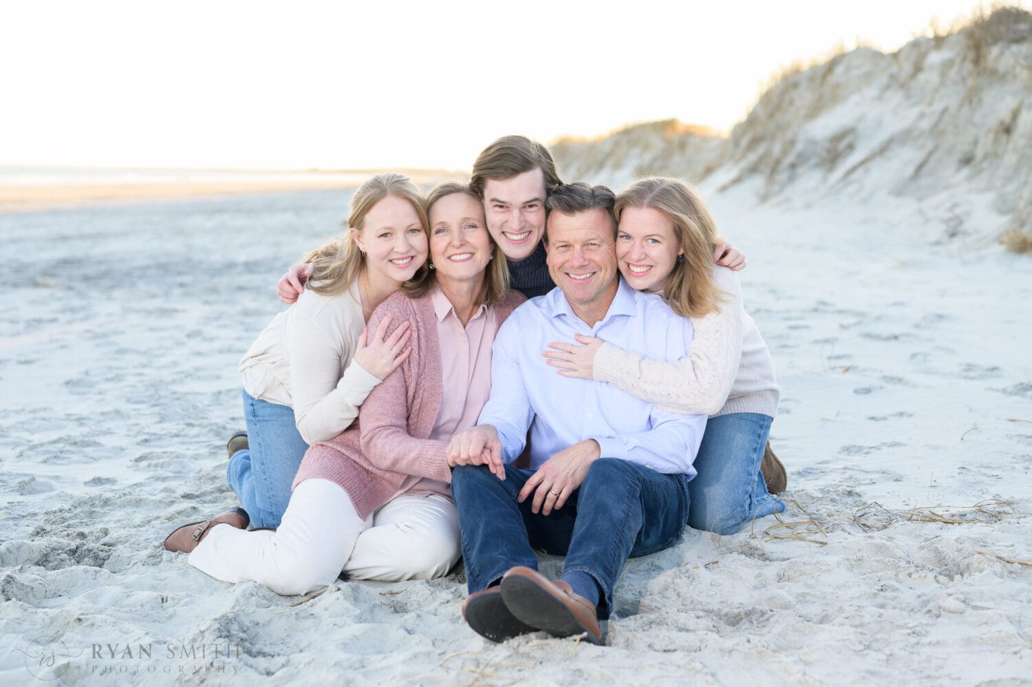 Winter family pictures by the ocean - Huntington Beach State Park