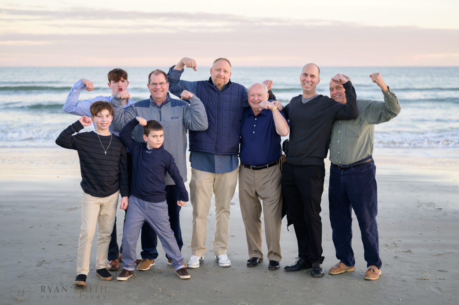Winter family pictures by the ocean - Huntington Beach State Park