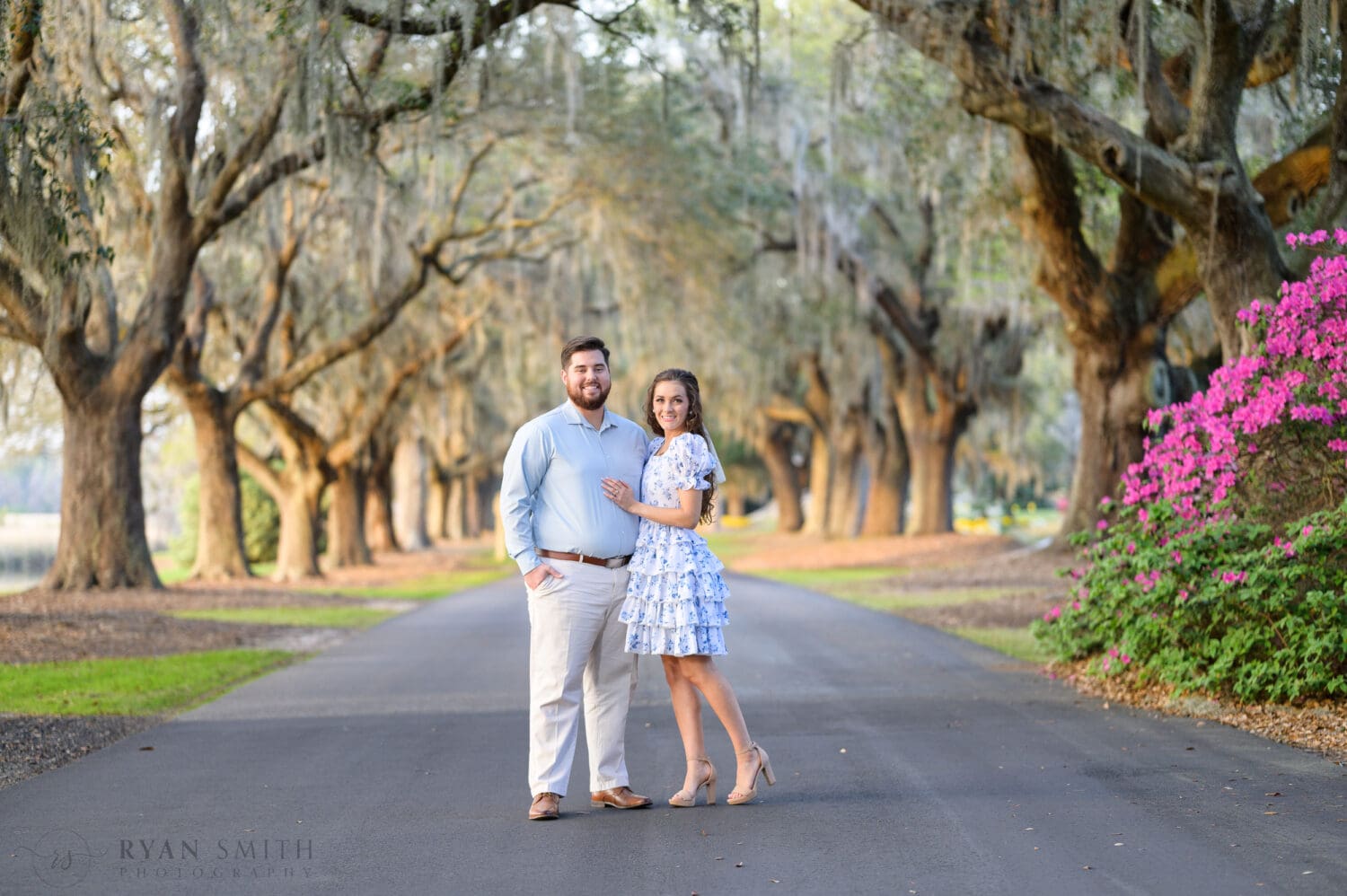Embracing on the oak covered roadway - Caledonia Golf and Fish Club