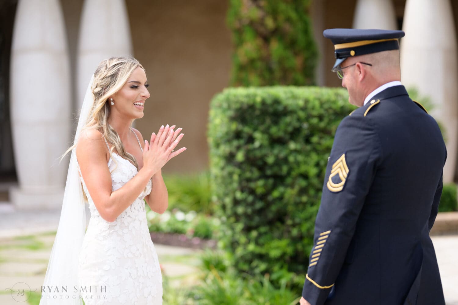 Emotional first look with bride and father in military dress uniform - 21 Main Events