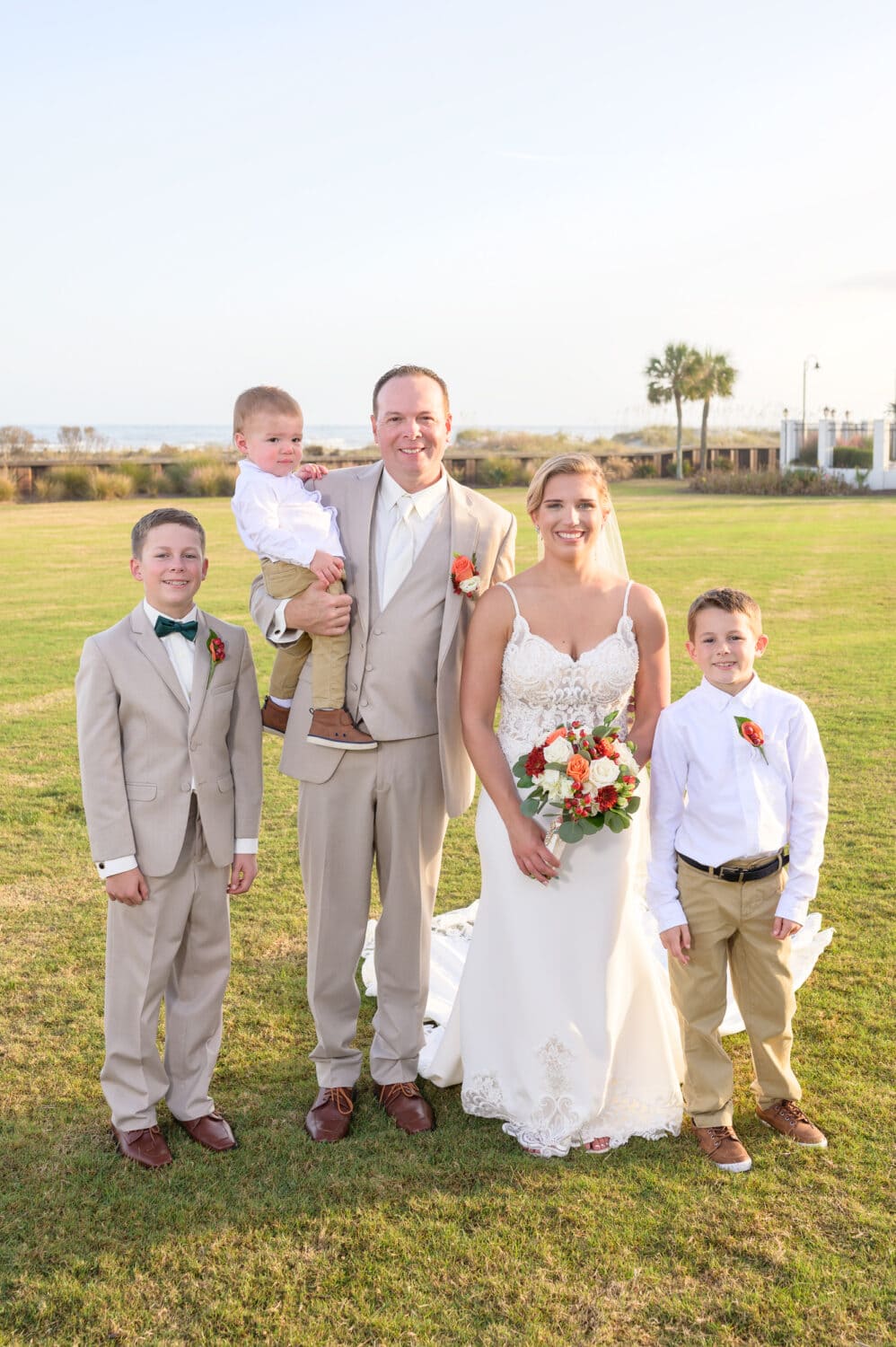 Happy new family of 5 after the wedding ceremony - Dunes Golf & Beach Club