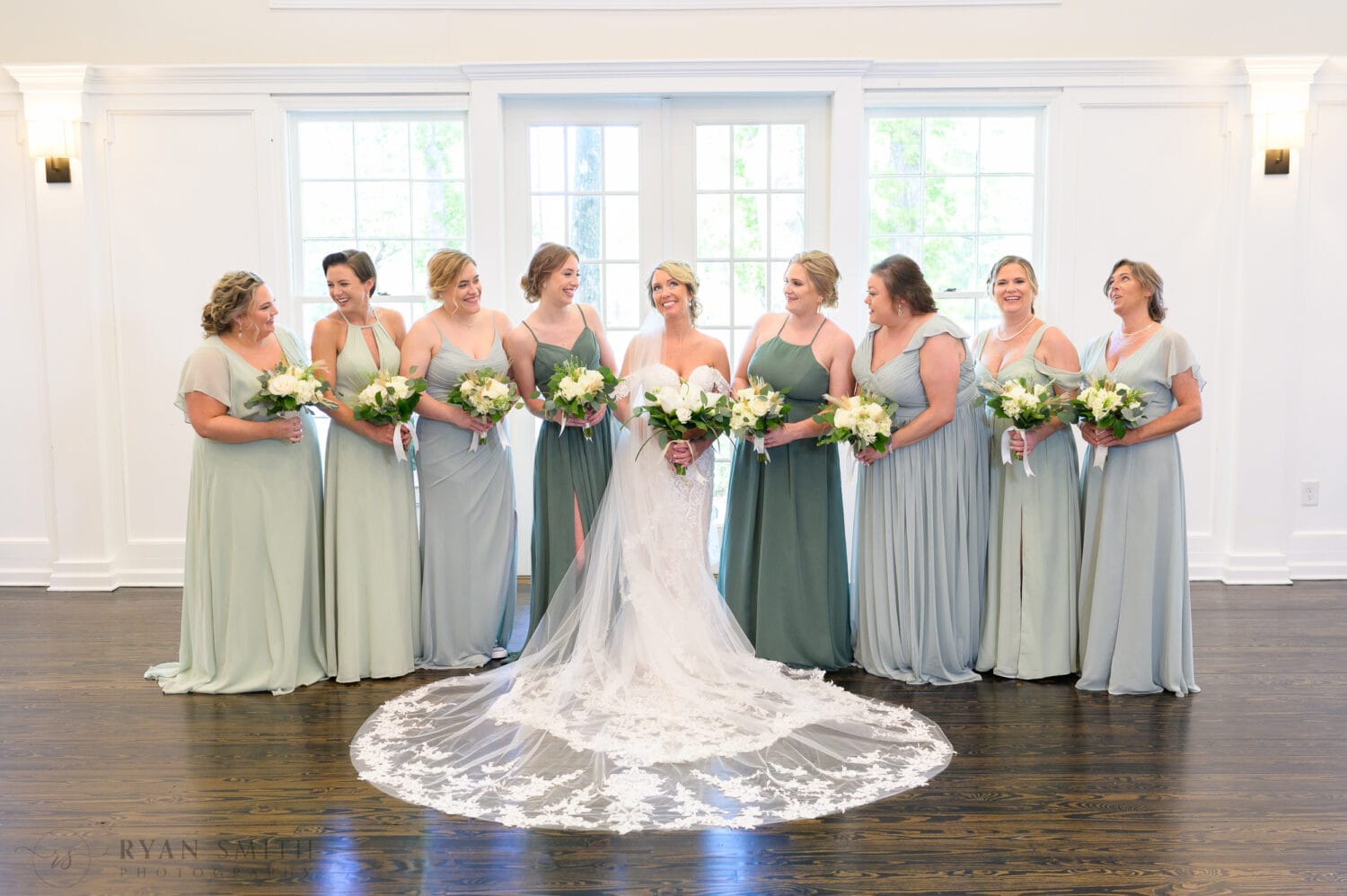 Bride and bridesmaids before the ceremony - The Village House at Litchfield