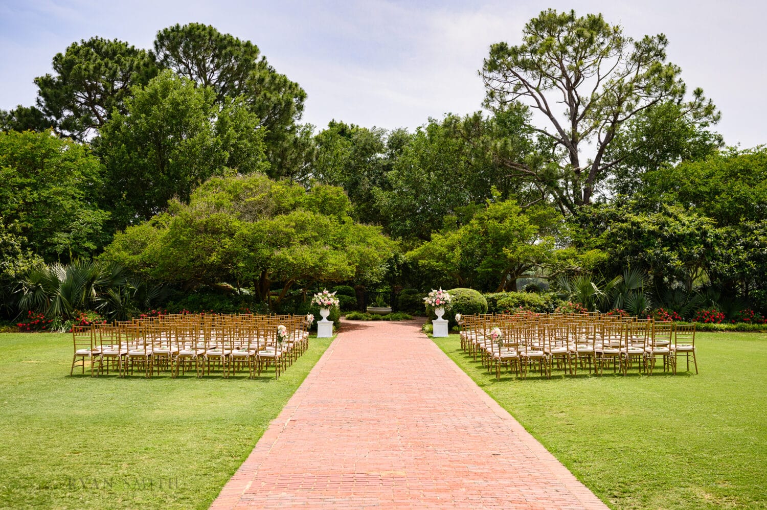 Ceremony location pictures on the back lawn - Pine Lakes Country Club