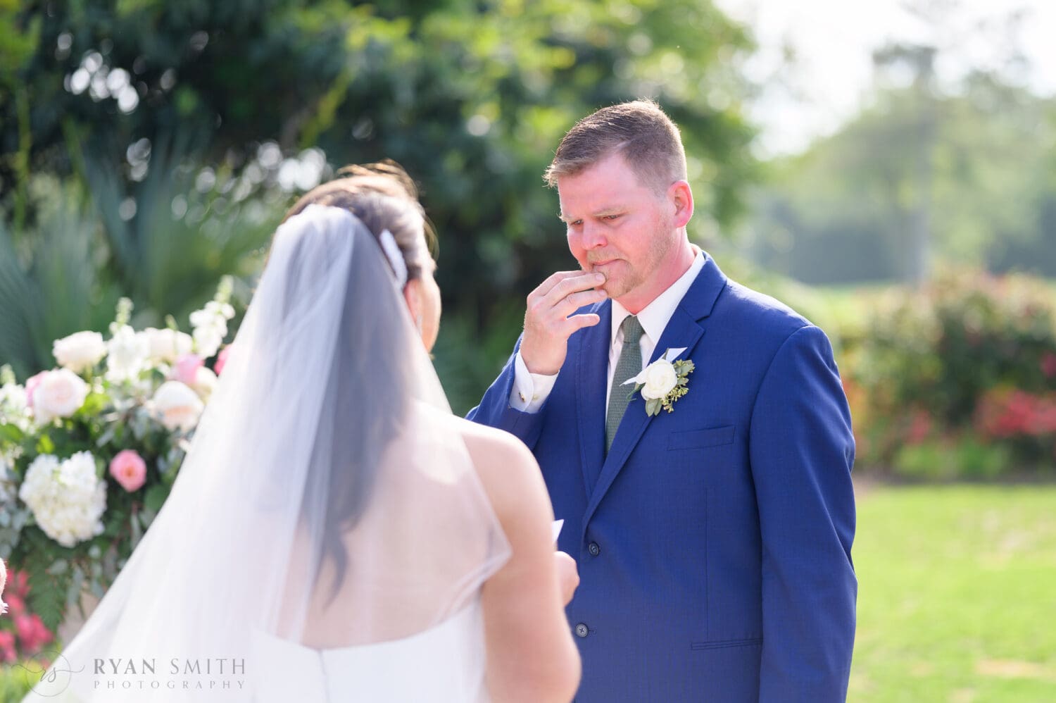 Emotional groom during the vows - Pine Lakes Country Club