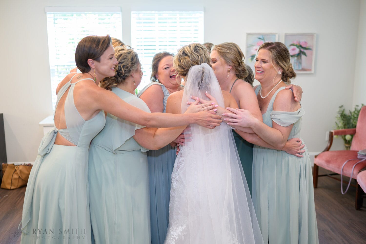 First look with the bride and bridesmaids - The Village House at Litchfield