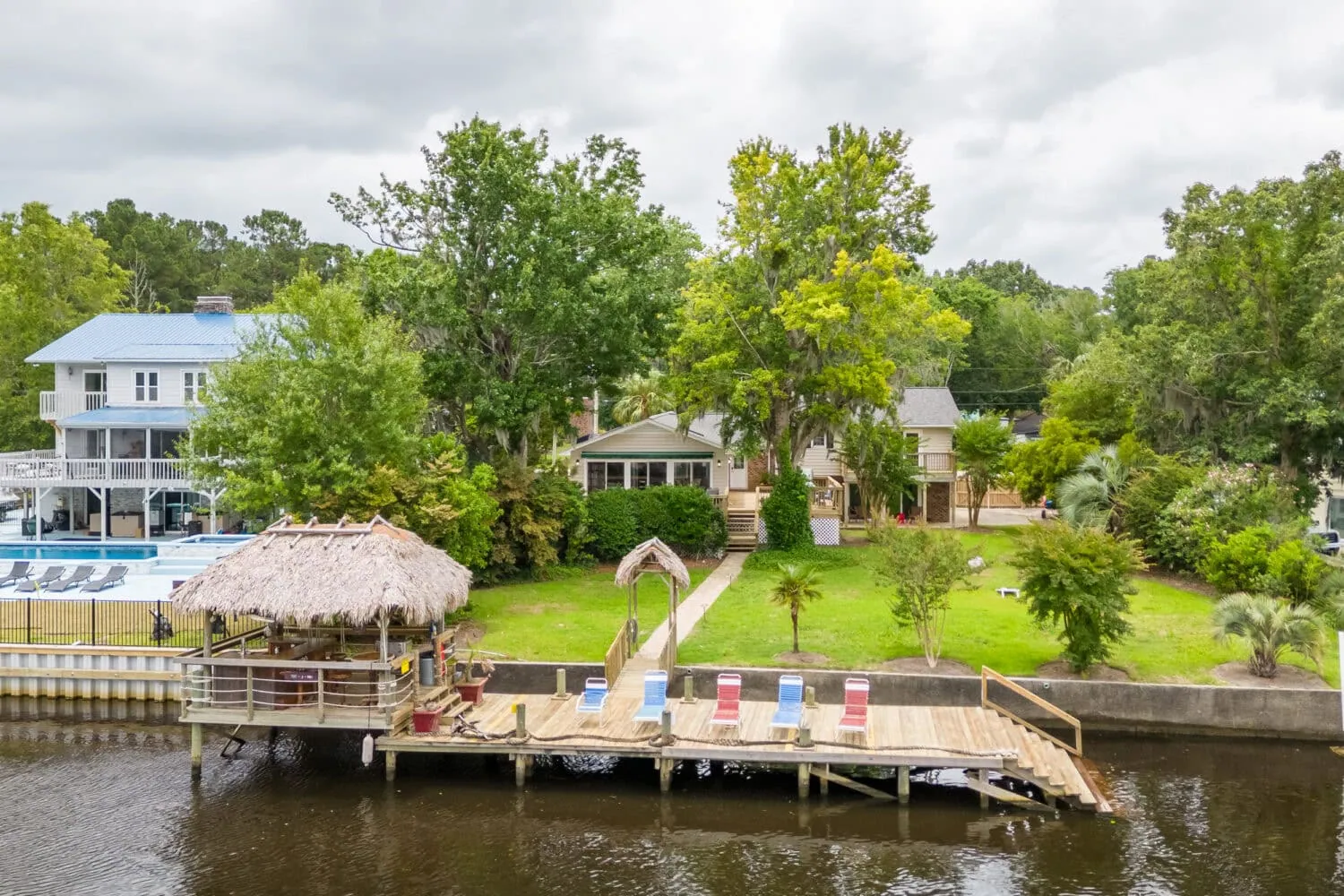 Drone picture of dock of home on the Intracoastal Waterway - Harbour Towne - Myrtle Beach
