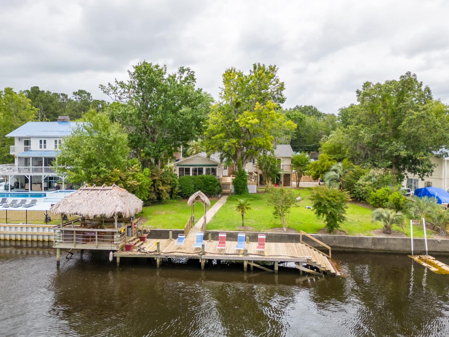 Drone picture of dock of home on the Intracoastal Waterway - Harbour Towne - Myrtle Beach