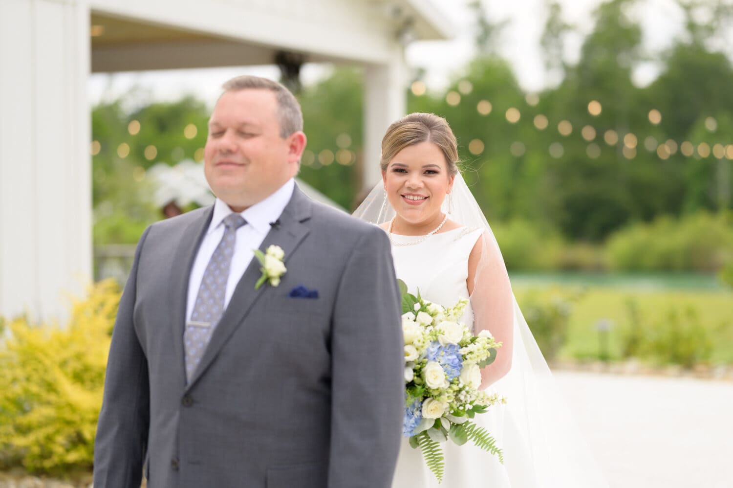 First look with bride and father - The Venue at White Oaks Farm