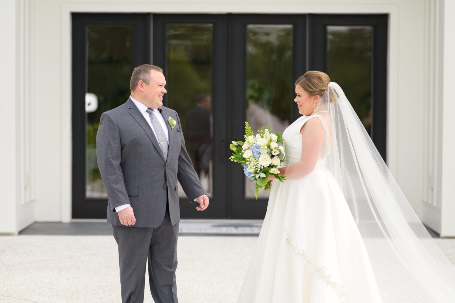 First look with bride and father - The Venue at White Oaks Farm