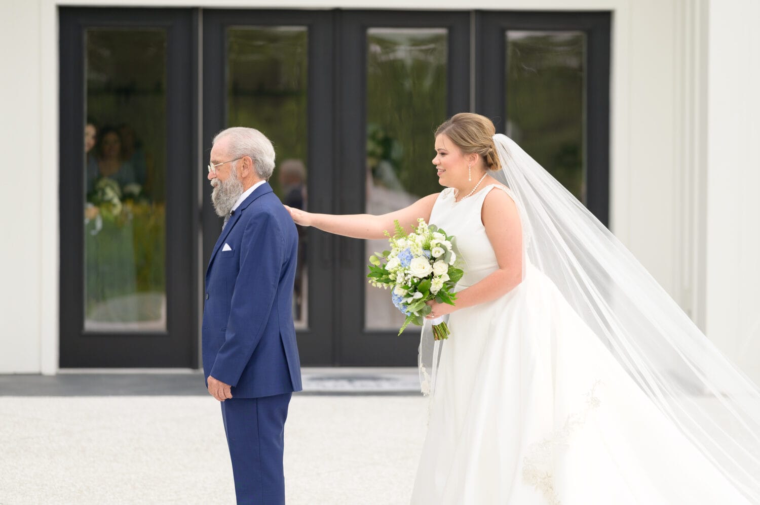 first look with bride and grandfather - The Venue at White Oaks Farm