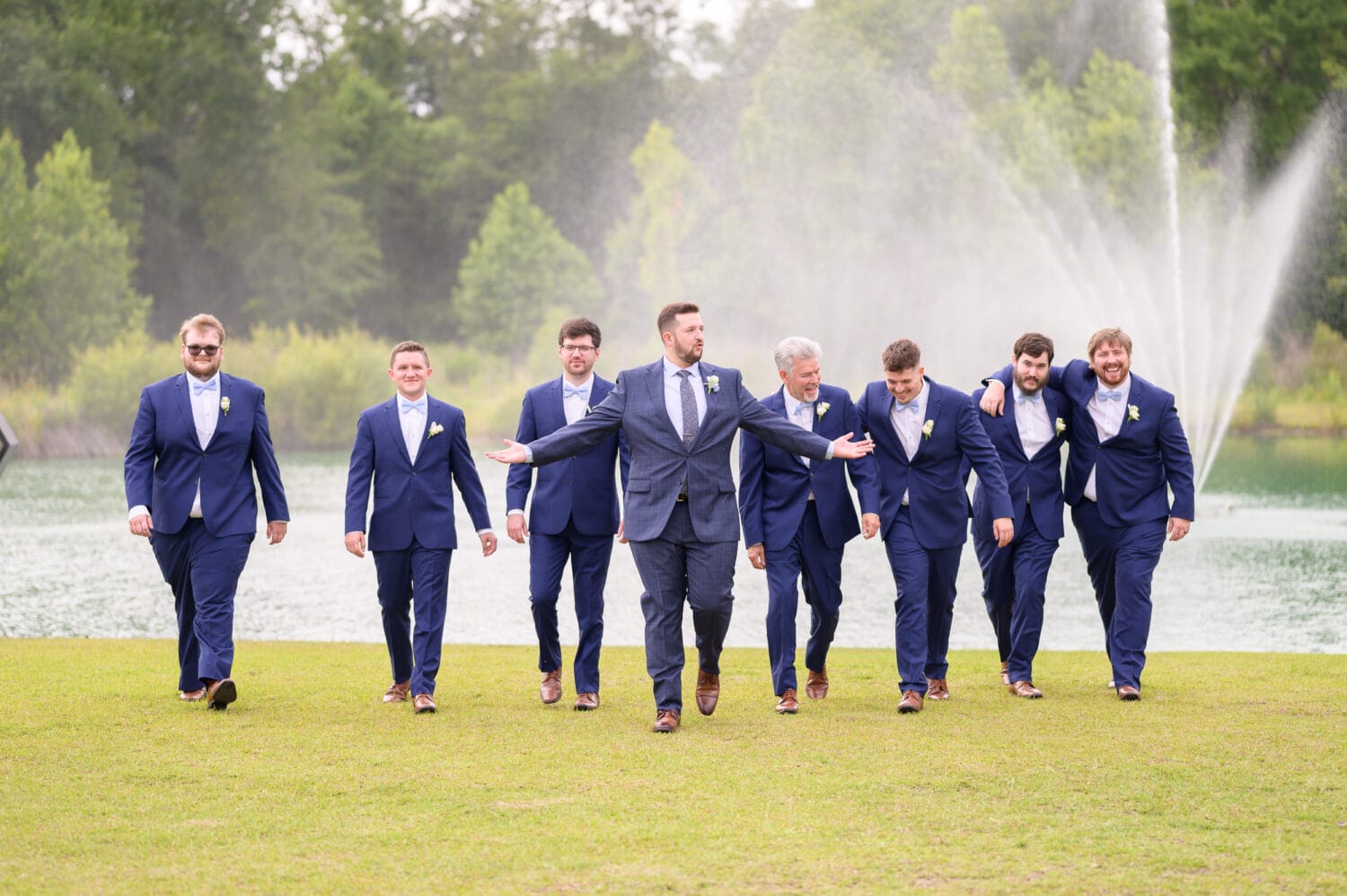 Pictures with the groom and groomsmen before the ceremony - The Venue at White Oaks Farm
