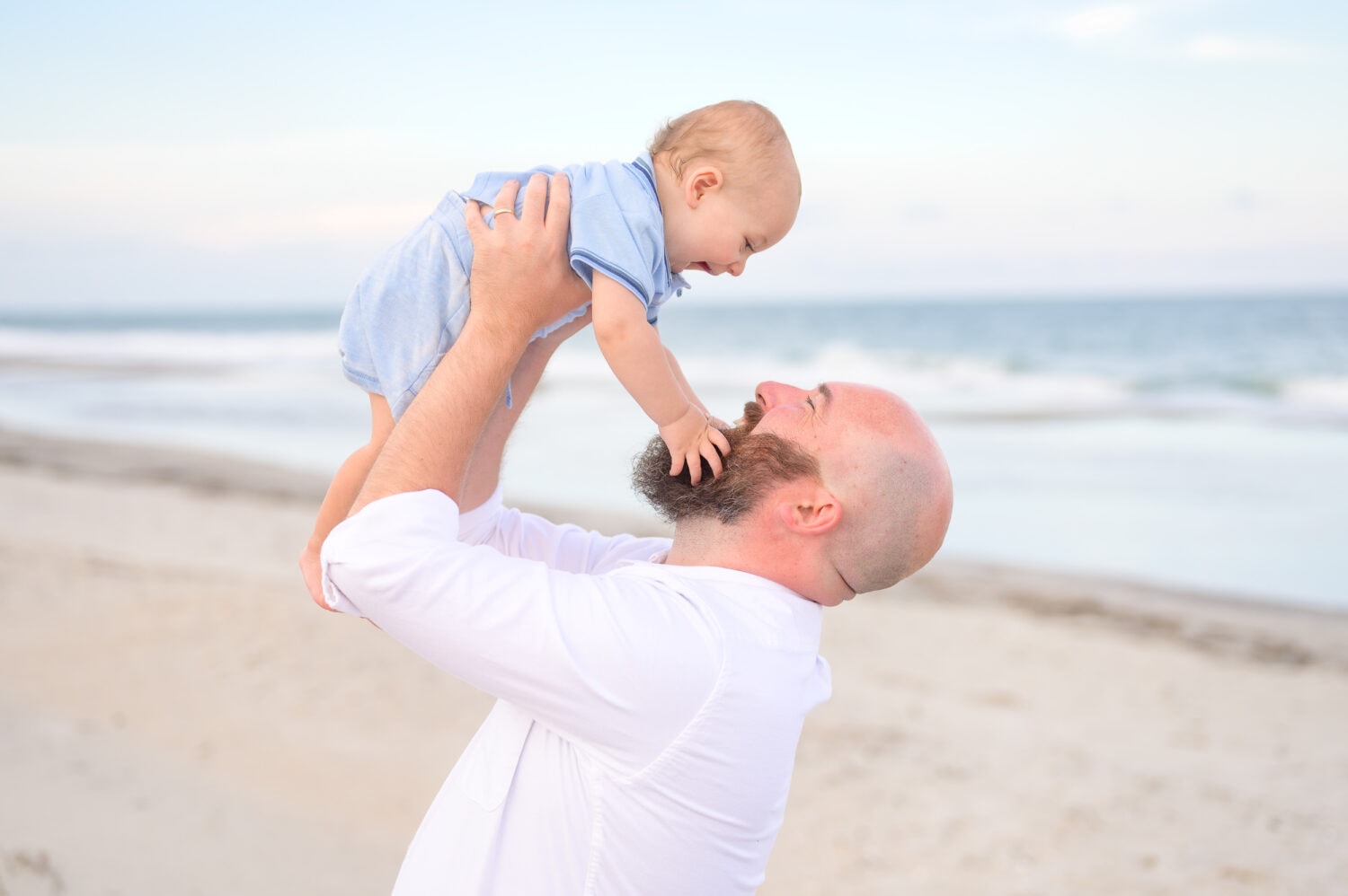 Baby boy grabbing dad's beard - Myrtle Beach