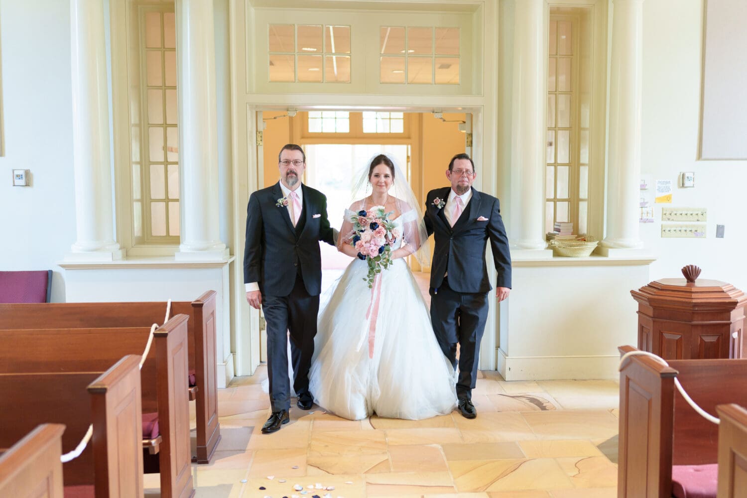 Bride walking down the aisle with father - Christ Episcopal Church