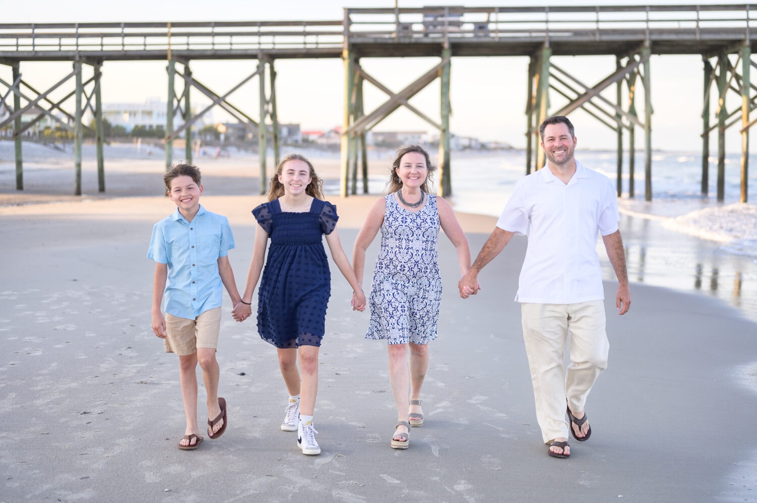 Family of 4 having a lot of fun together - Pawleys Island