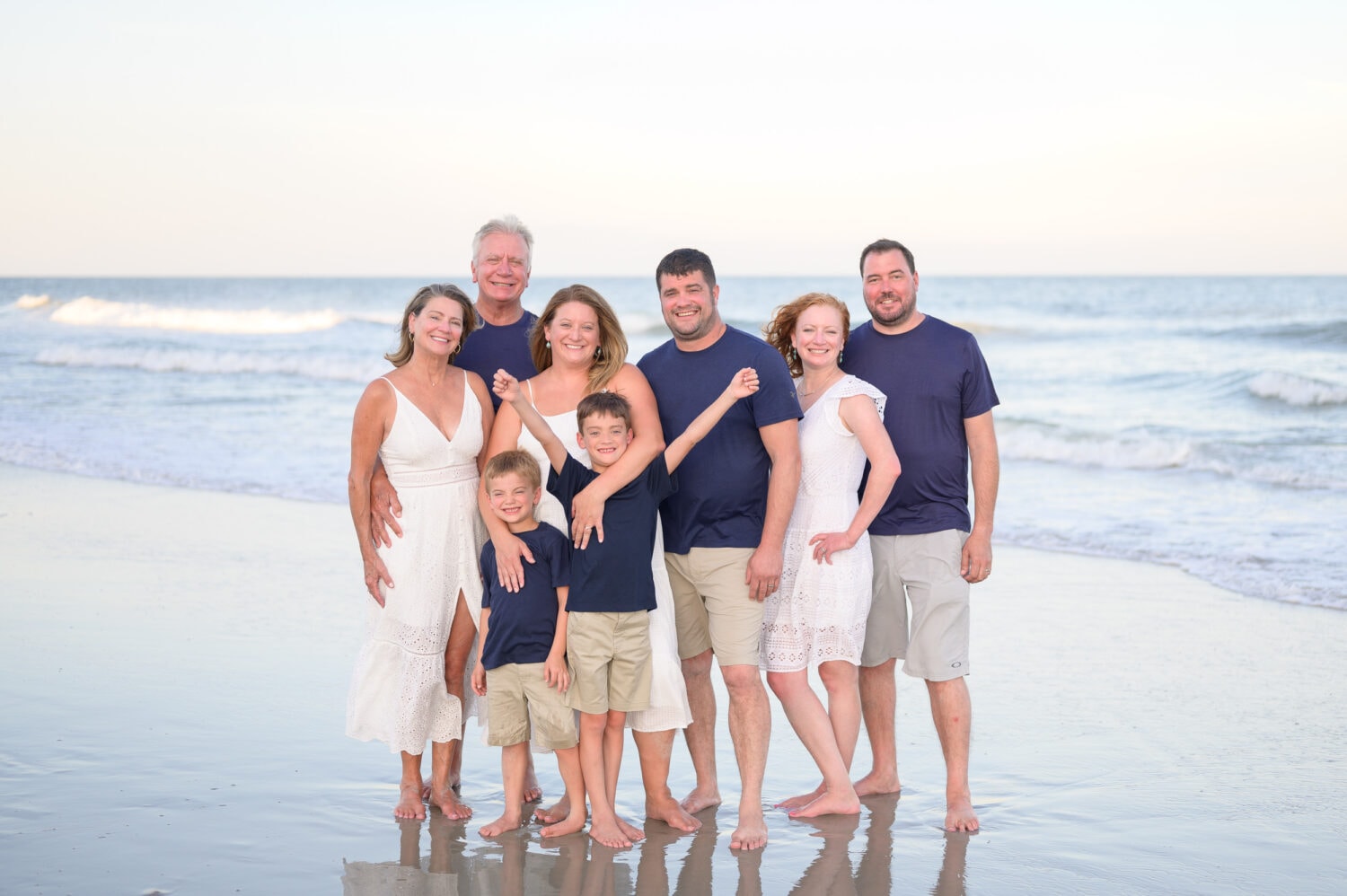 Family pictures in front of the ocean - Huntington Beach State Park