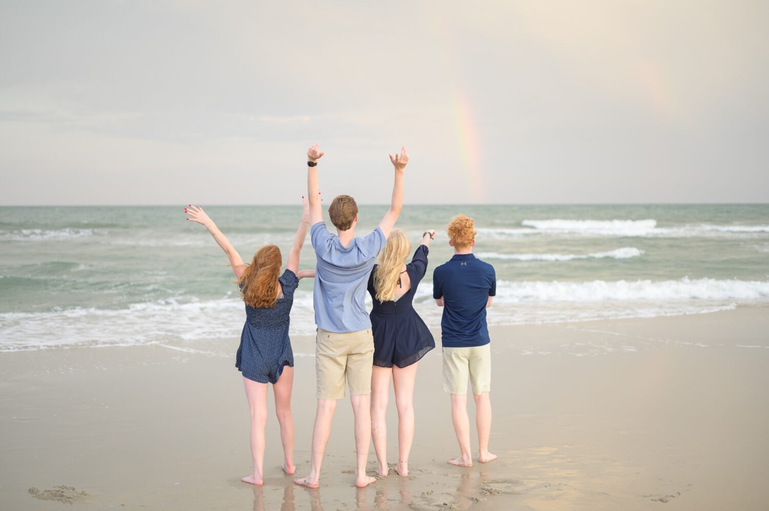 Fun family with adult children on the beach - Huntington Beach State Park