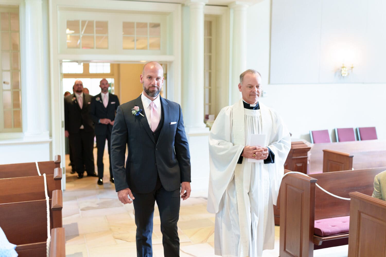 Groom walking to the ceremony - Christ Episcopal Church