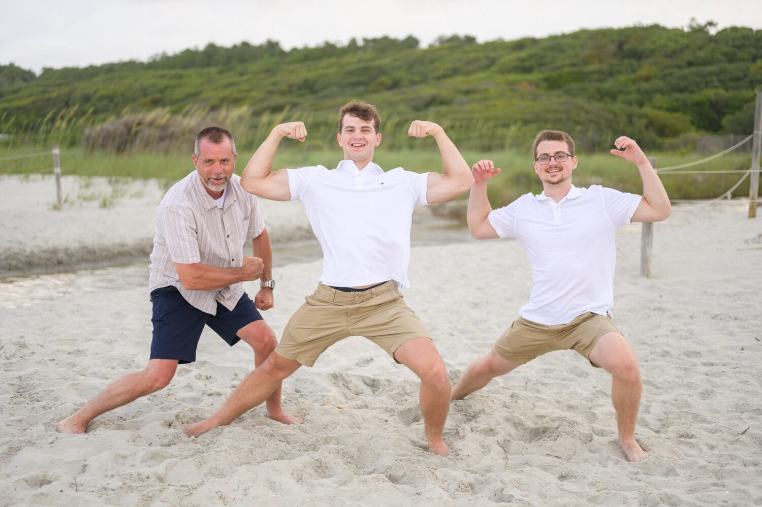 Guys showing their muscles - Myrtle Beach State Park