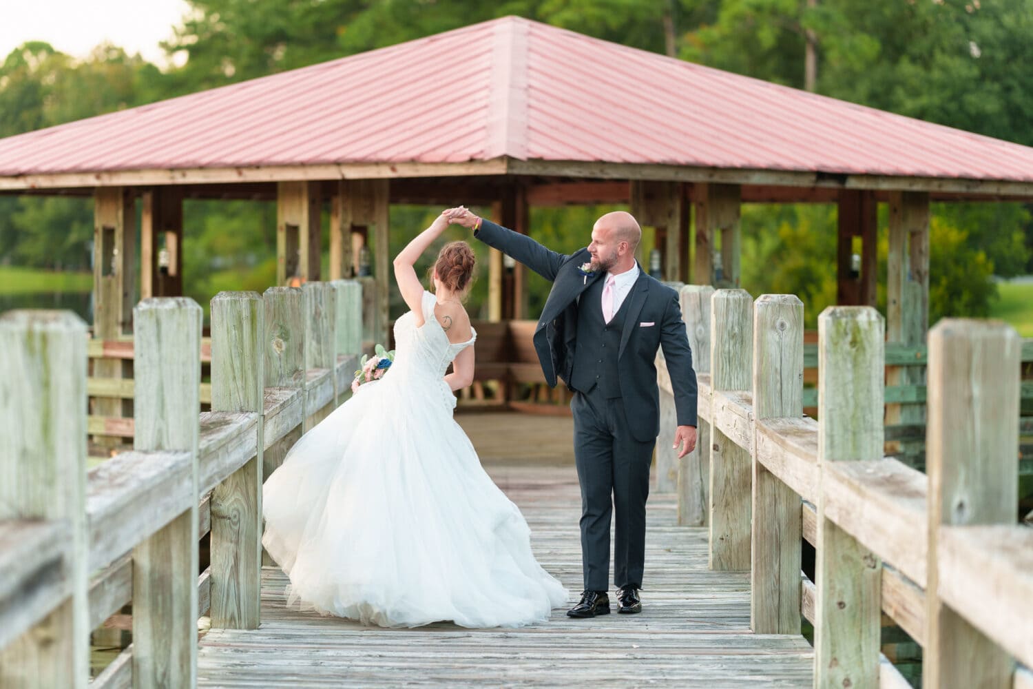 Spinning bride on the boardwalk - The Pavilion at Pepper Plantation