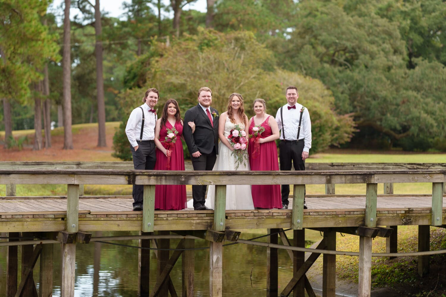Wedding party on the bridge - Litchfield Country Club
