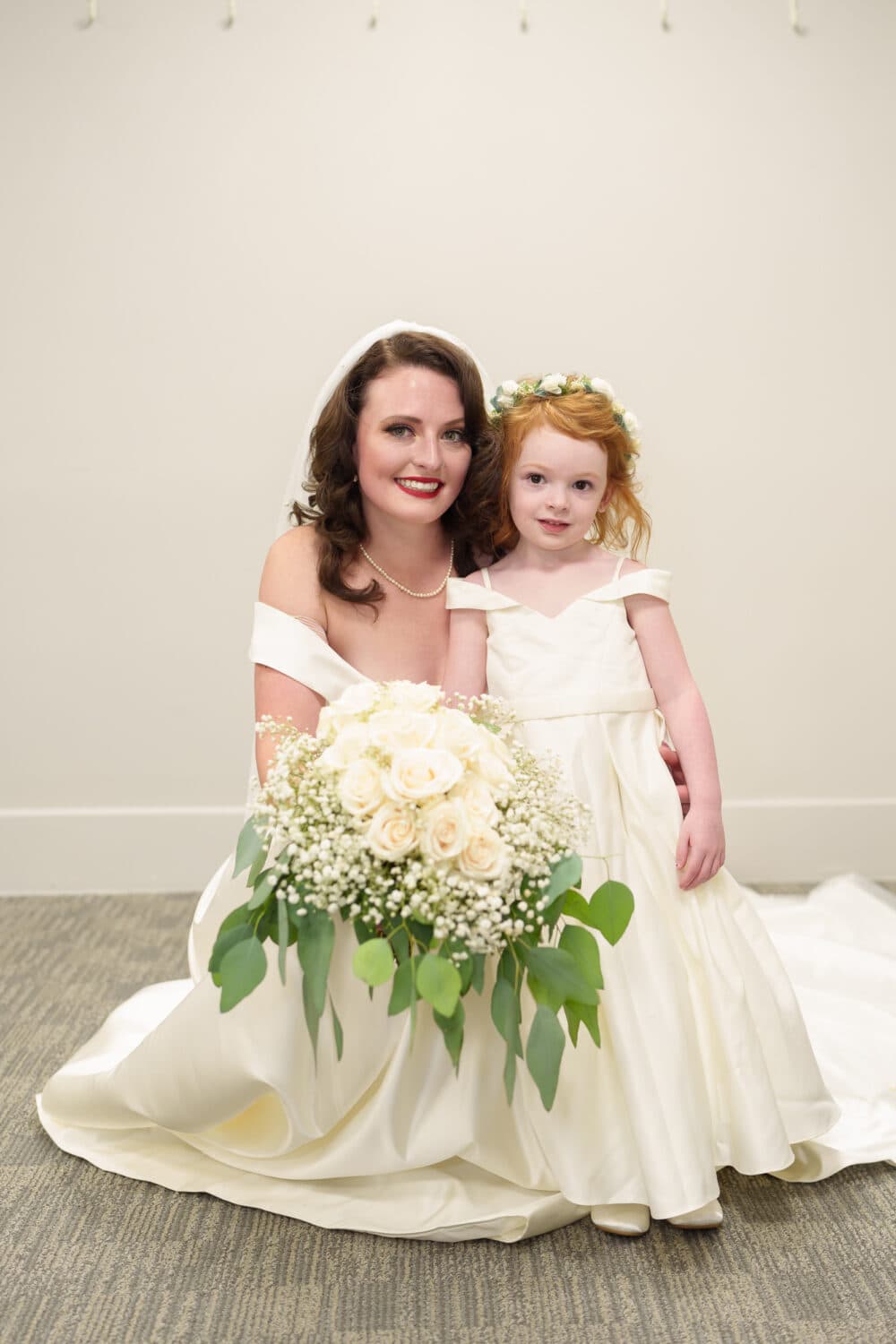 Bride with her daughter before the ceremony - Litchfield Country Club