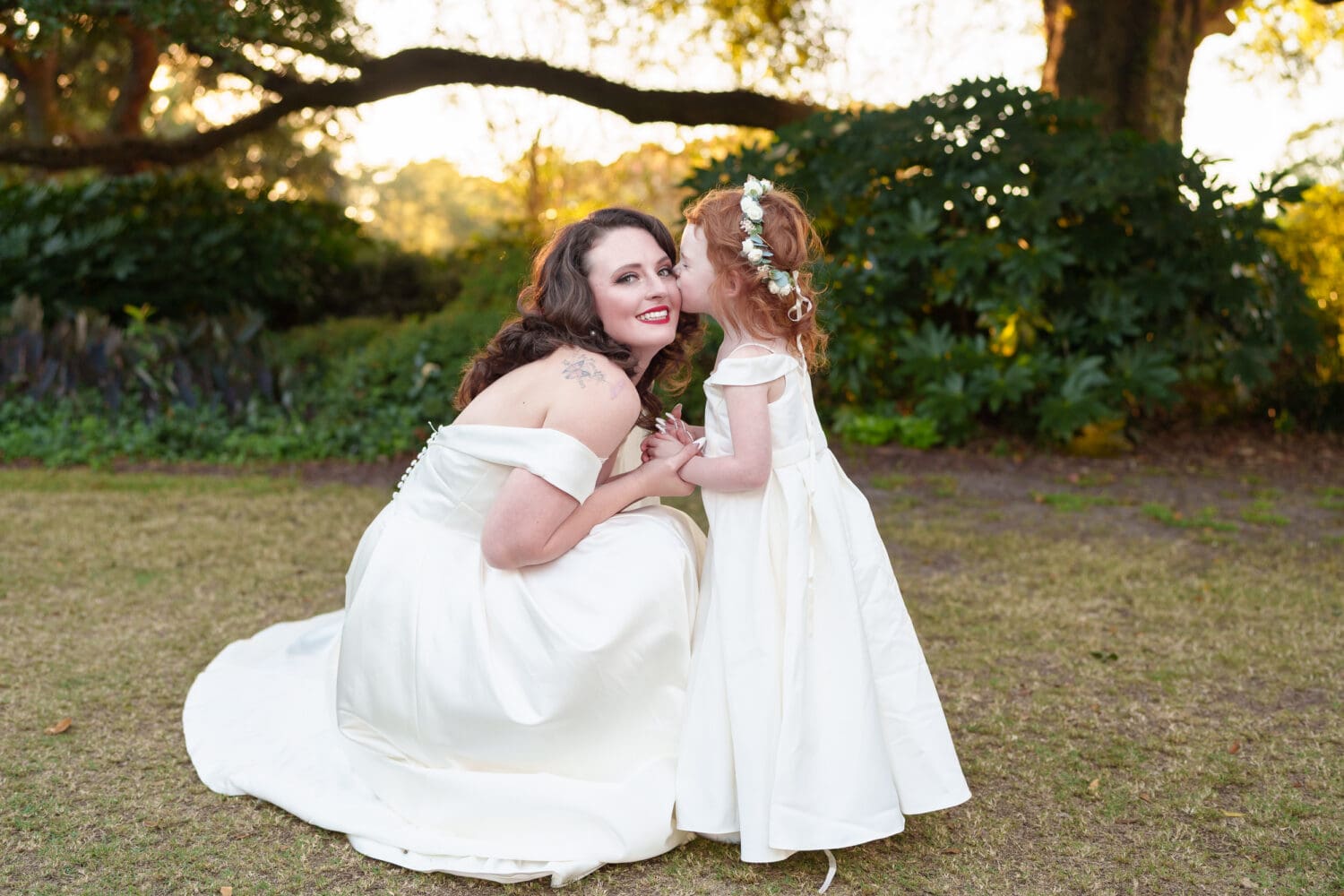Bride with her little daughter flowergirl - Litchfield Country Club