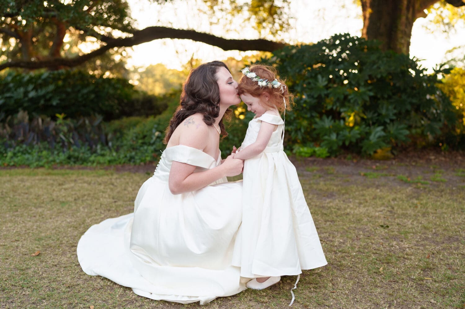 Bride with her little daughter flowergirl - Litchfield Country Club