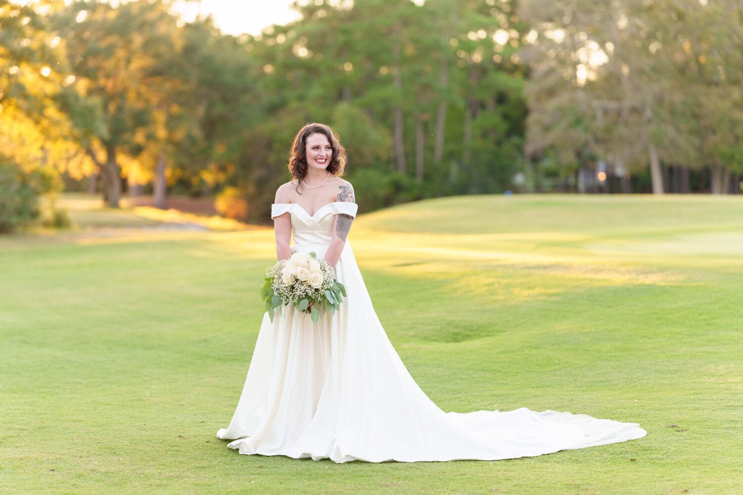 Happy bride on the golfcourse - Litchfield Country Club