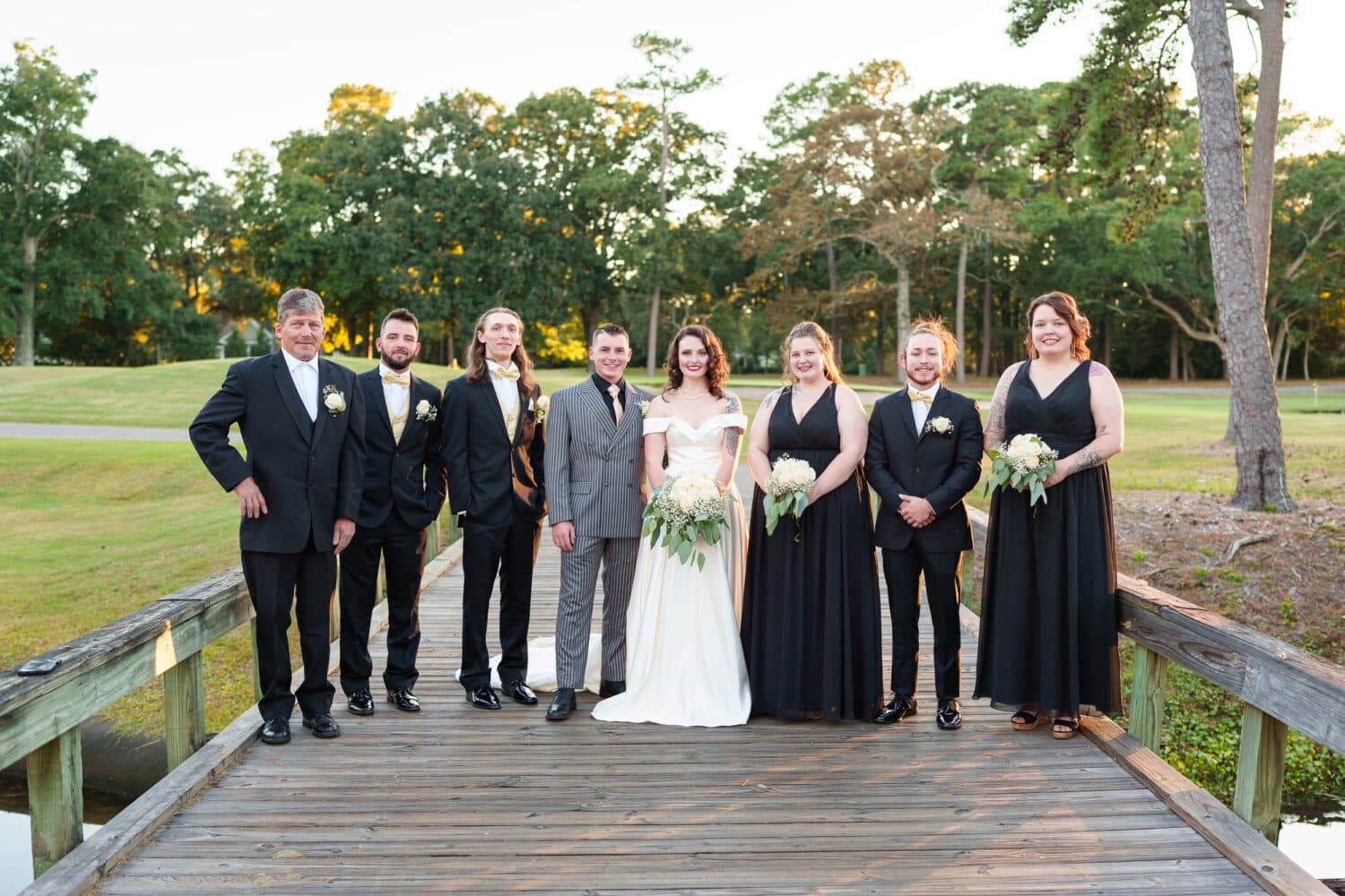 Wedding party on the bridge - Litchfield Country Club