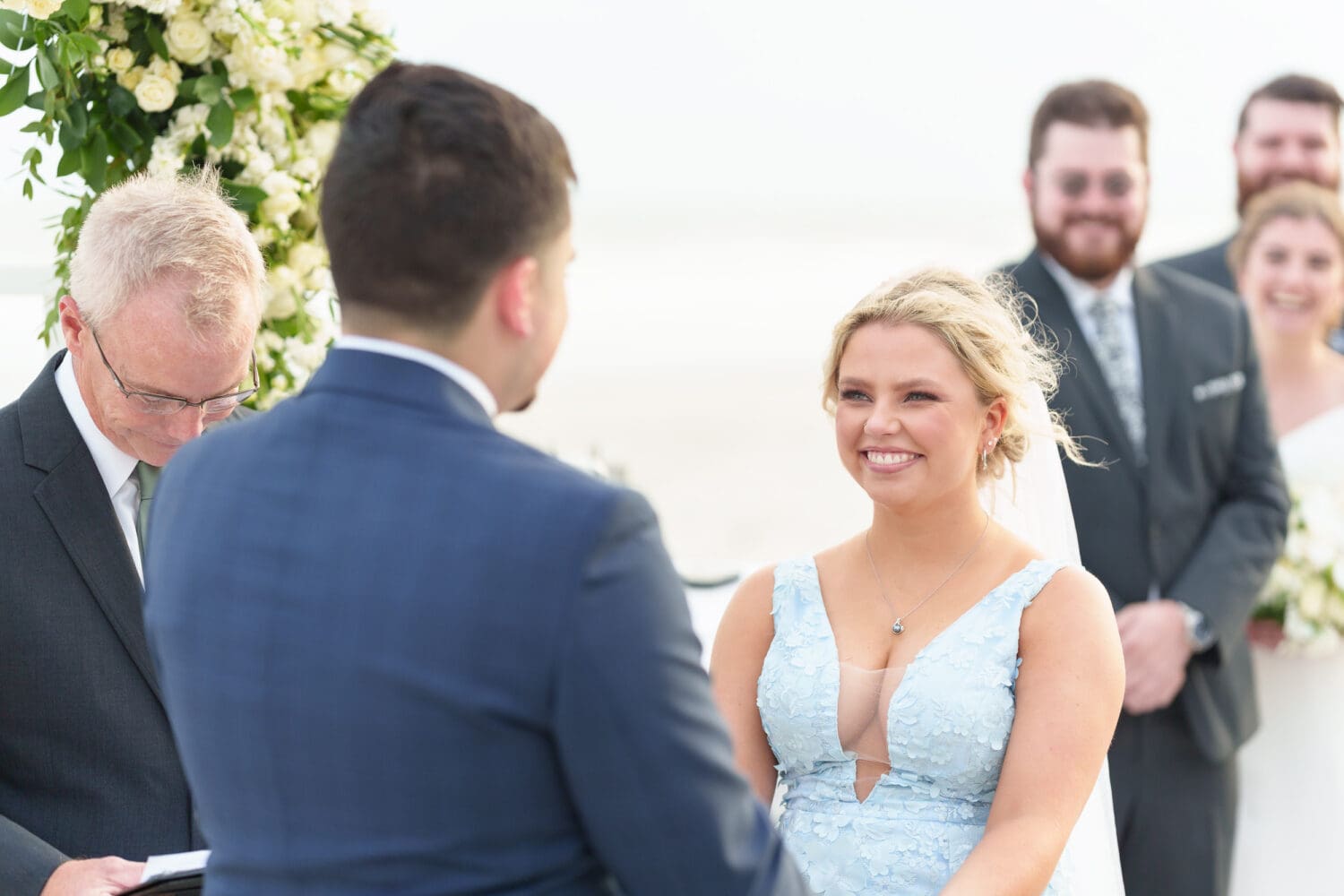 Big smiles during the vows - Hilton Myrtle Beach Resort