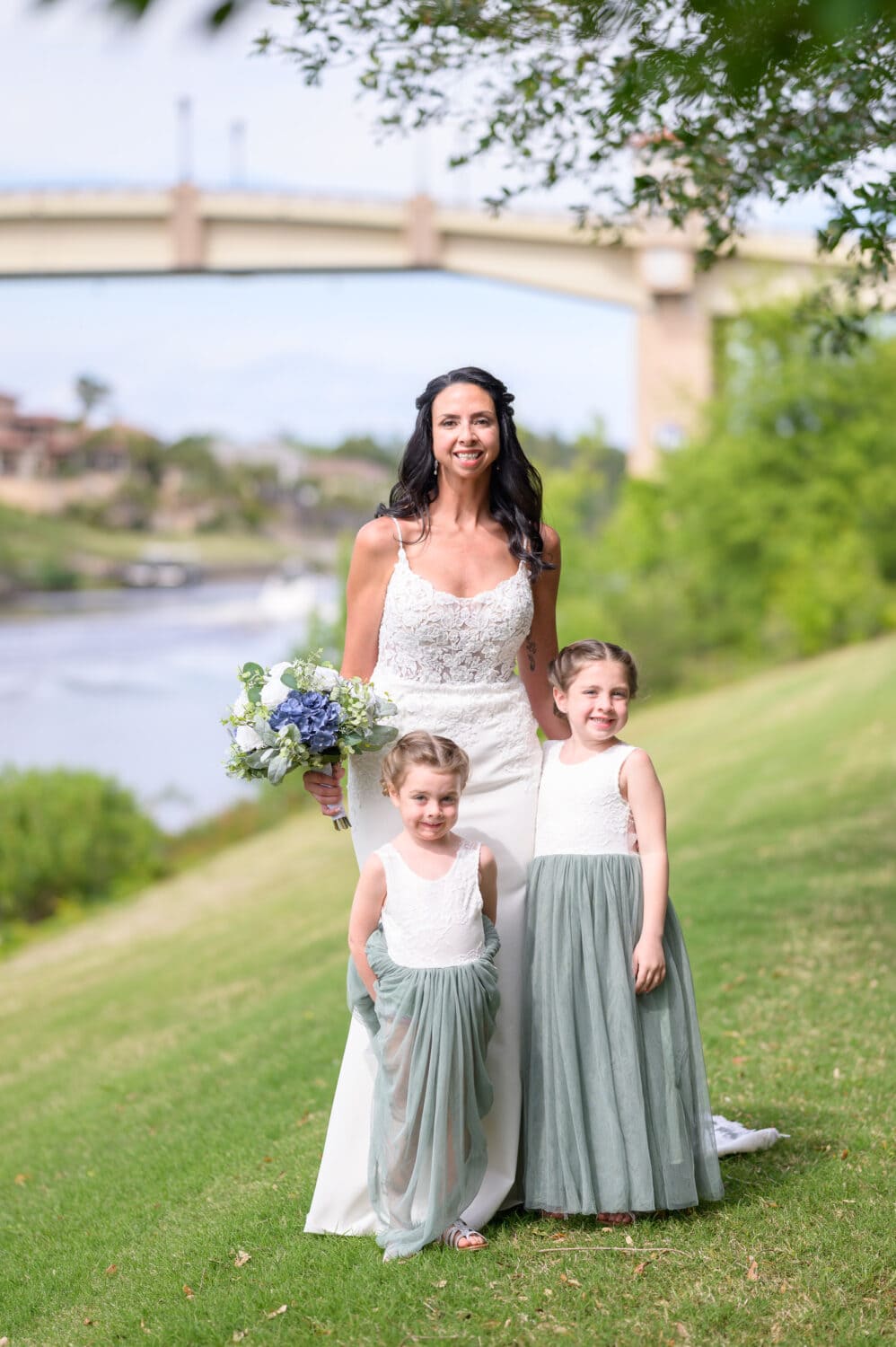 Bride with her daughters before the ceremony - The Marina Inn
