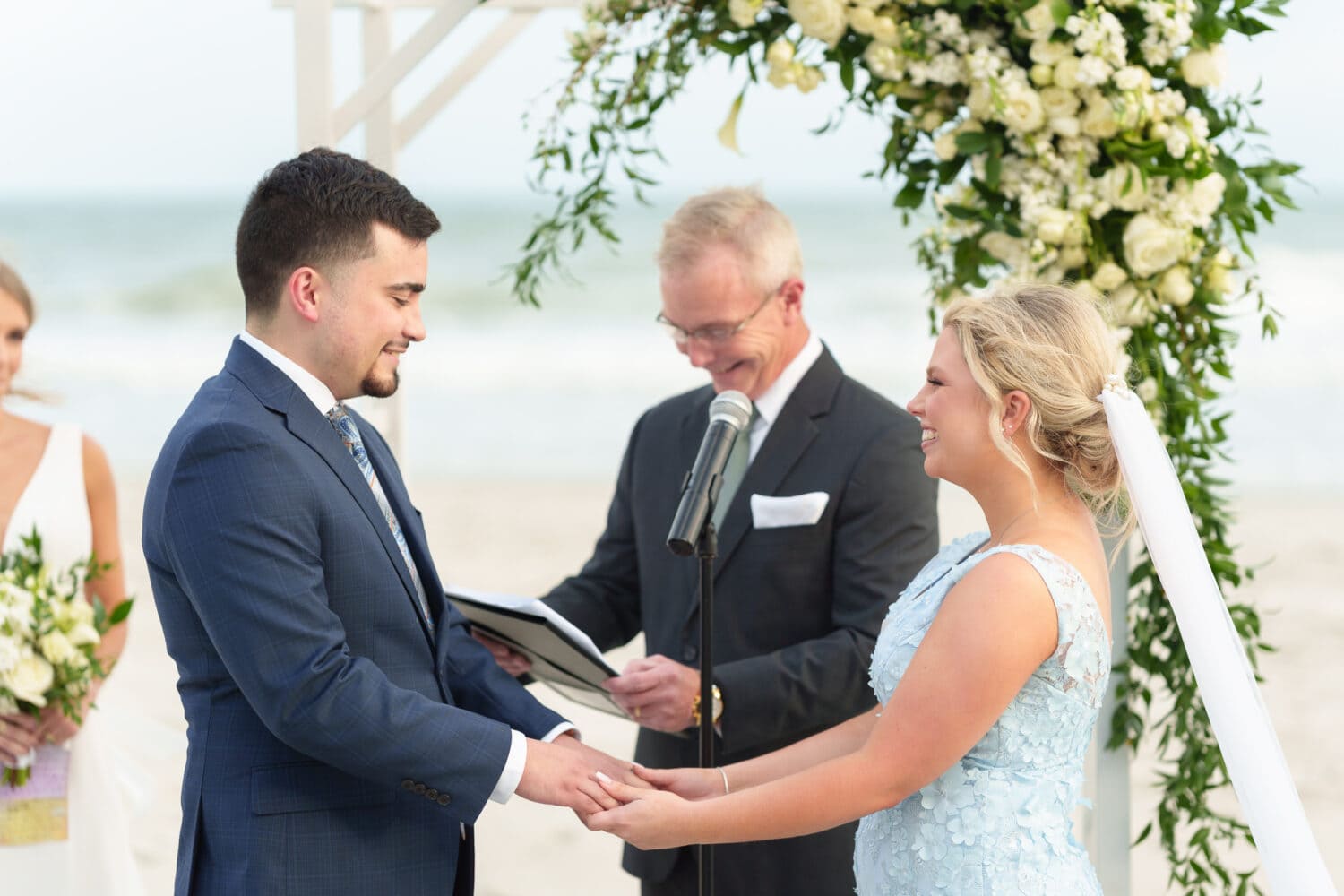 Happy smiles during the vows - Hilton Myrtle Beach Resort