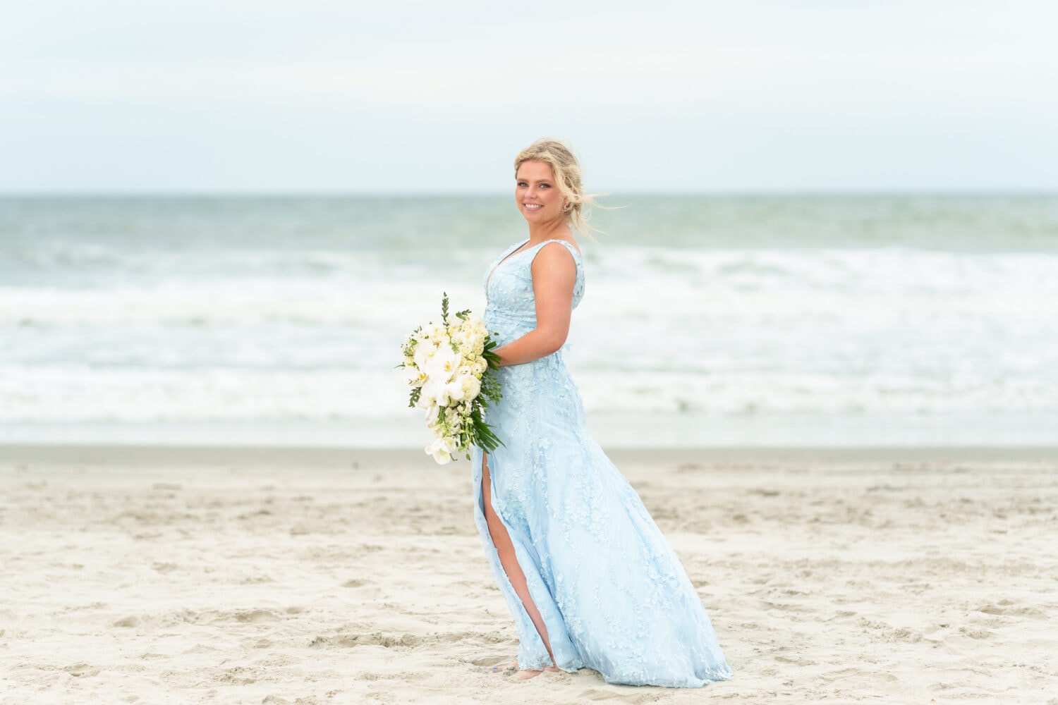 Portraits of bride in her blue wedding dress - Hilton Myrtle Beach Resort