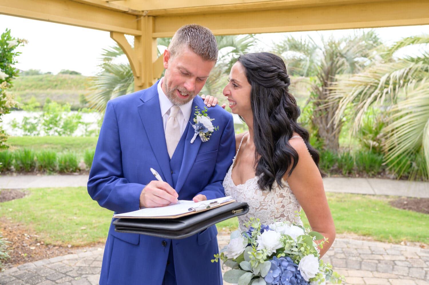Signing the marriage license - The Marina Inn