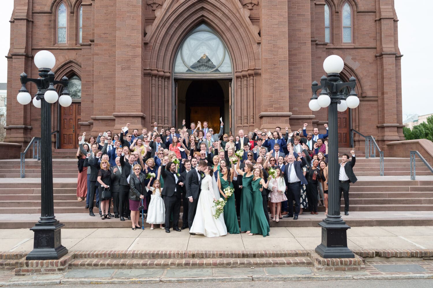 Big group picture outside the cathedral - Cathedral of Saint John Charleston