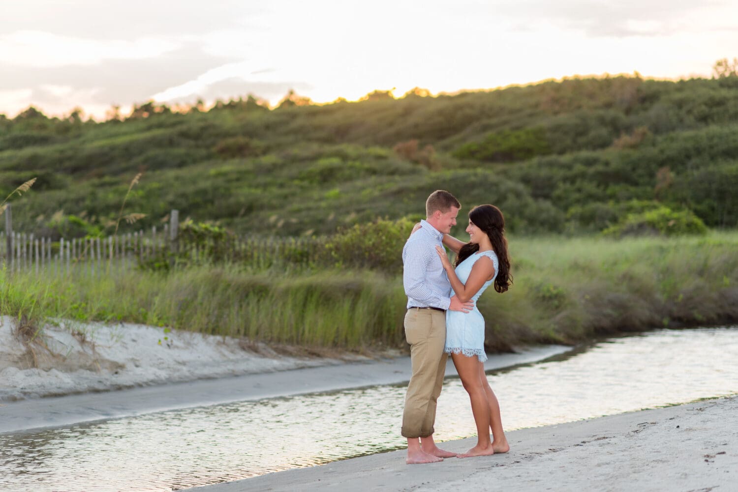 Couple smiling at each other in the sunset - Myrtle Beach State Park