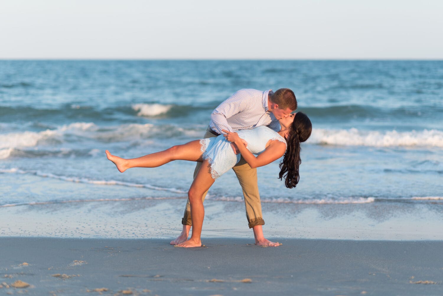 Engagement dip in front of the Ocean - Myrtle Beach State Park