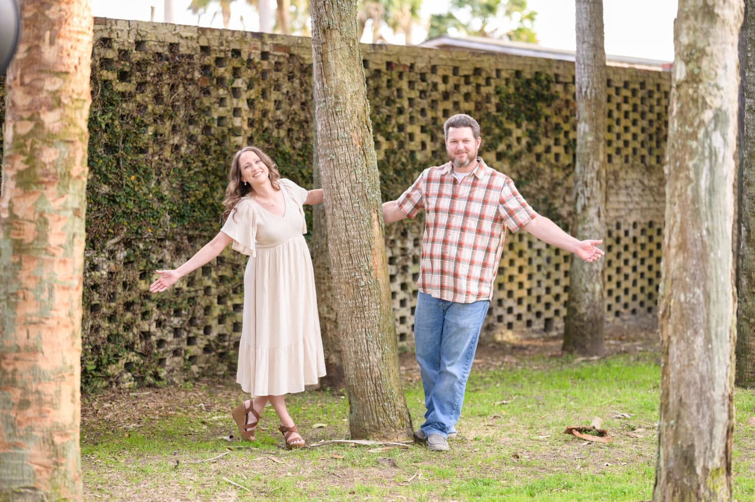 Engagement pictures around the Atalaya Castle - Huntington Beach State Park