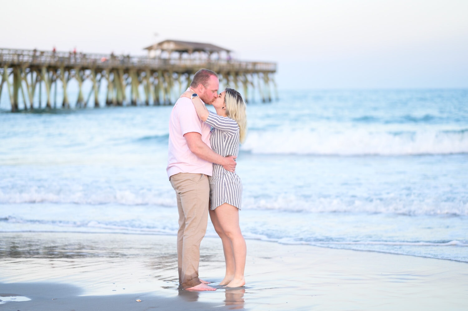Engagement portrait with the pier in the background - Myrtle Beach State Park