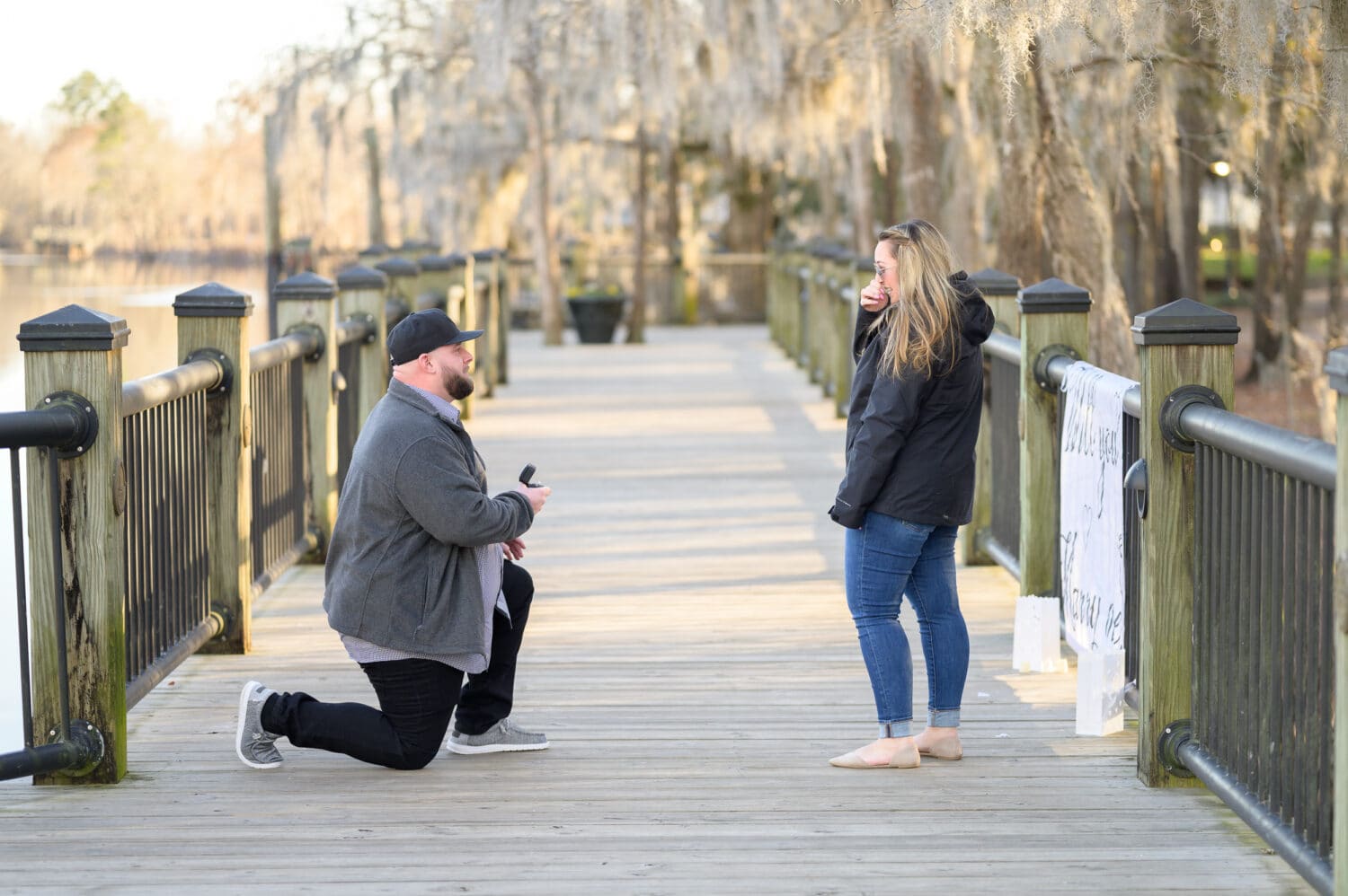 Surprise proposal on the boardwalk - Conway River Walk