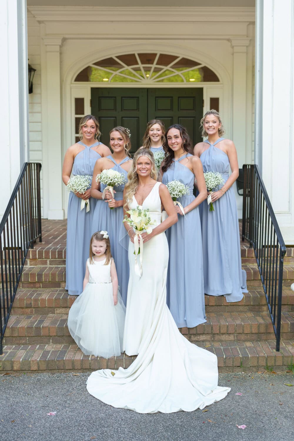 Bridesmaids on porch steps - Pawleys Plantation