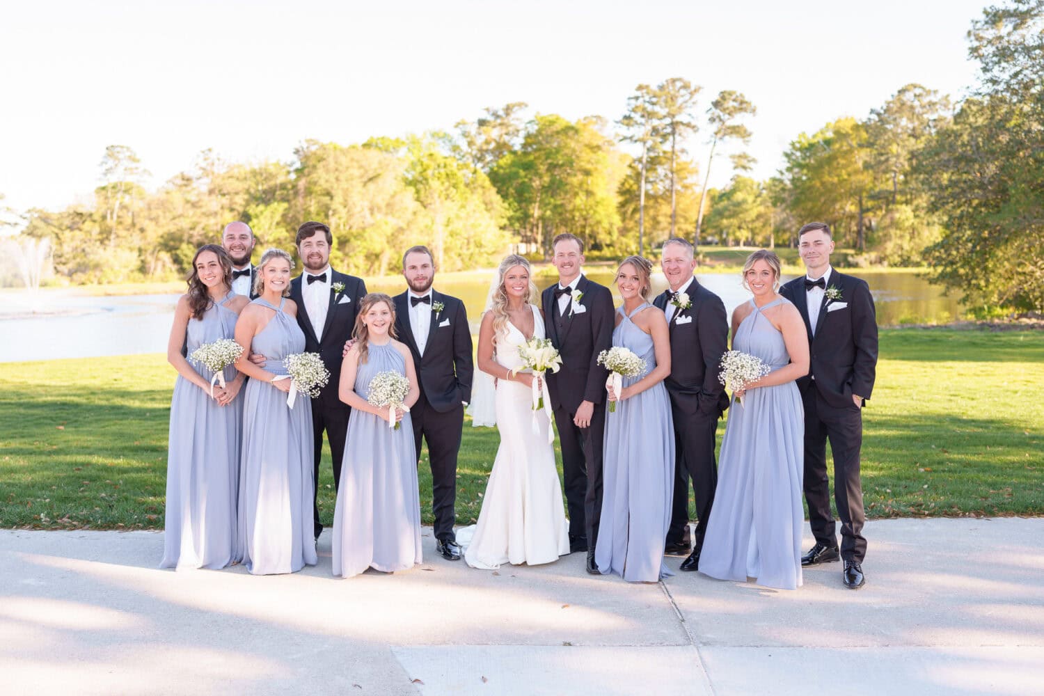 Wedding party in the shade by the lake - Pawleys Plantation