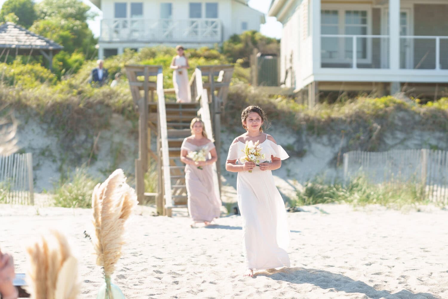 Wedding party walking to the ceremony - Beach House in Pawleys Island