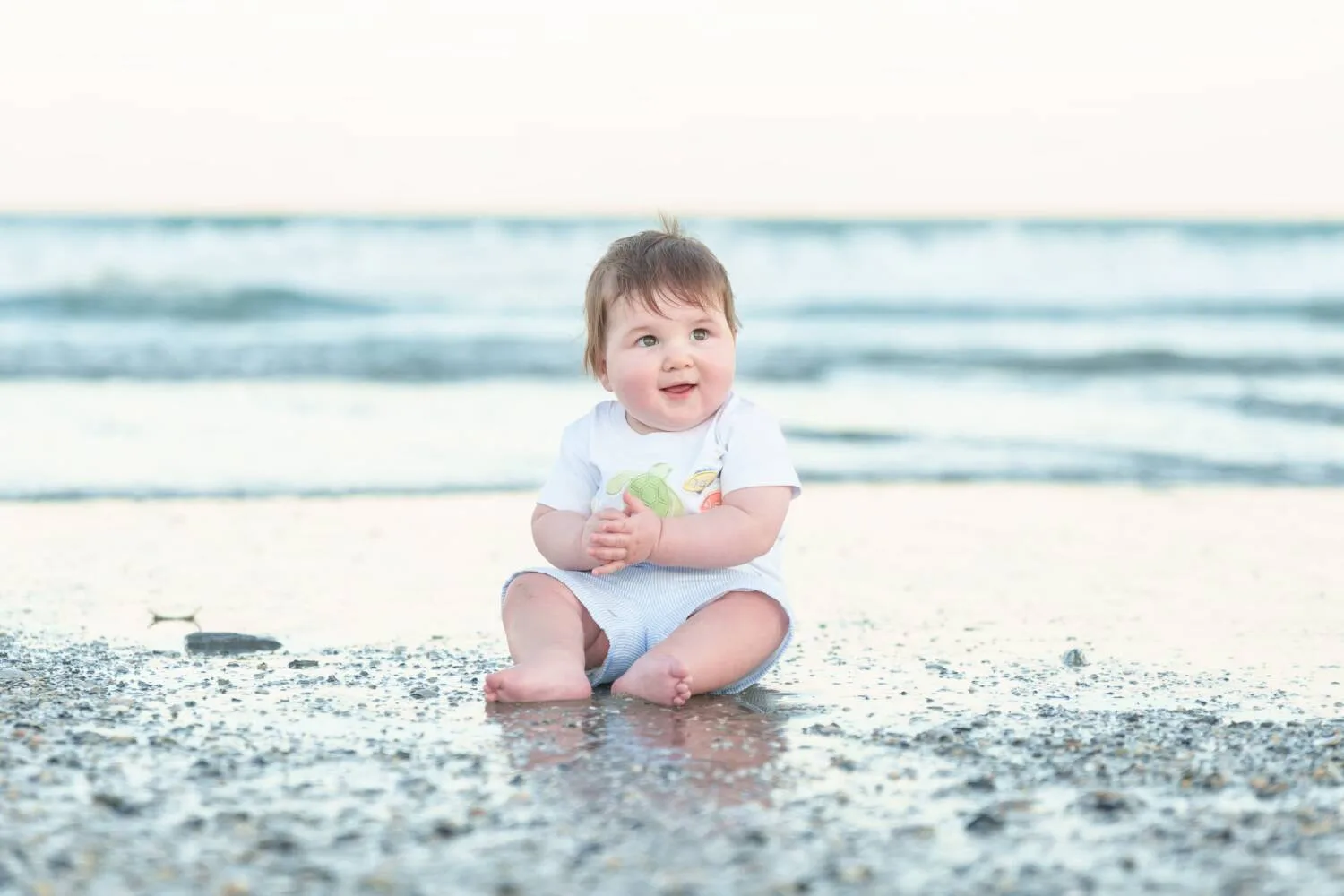 Baby boy sitting in the water - North Myrtle Beach