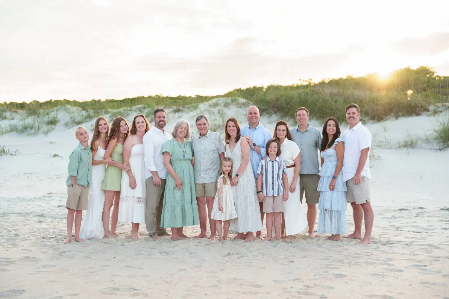 Beautiful sunset for large family group on the beach - Huntington Beach State Park